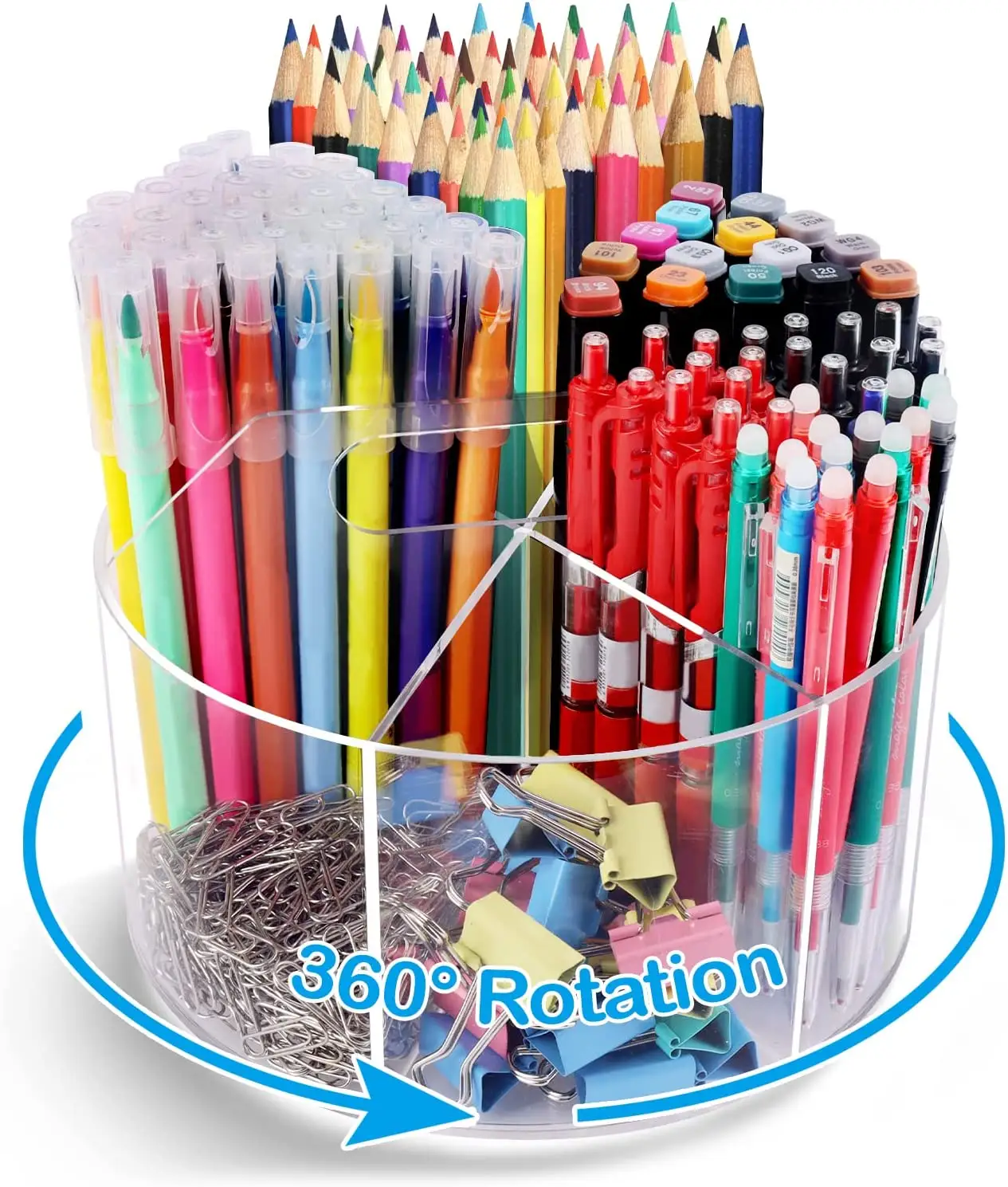 Акриловый держатель для ручек, вращающийся на 360 градусов держатель для карандашей, органайзер для карандашей для детей, органайзер для маркеров для детей, офиса, дома, школы, искусство