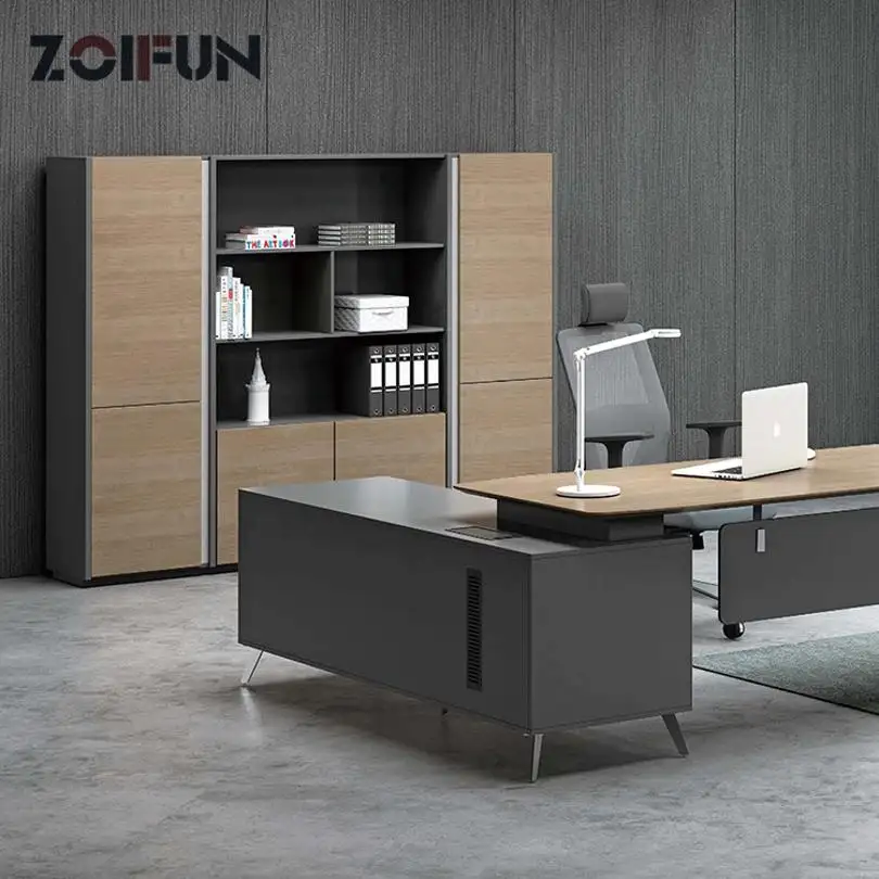 ZOIFUN meubles commerciaux modernes bureau bureau bureau Table de bureau avec Table d'appoint