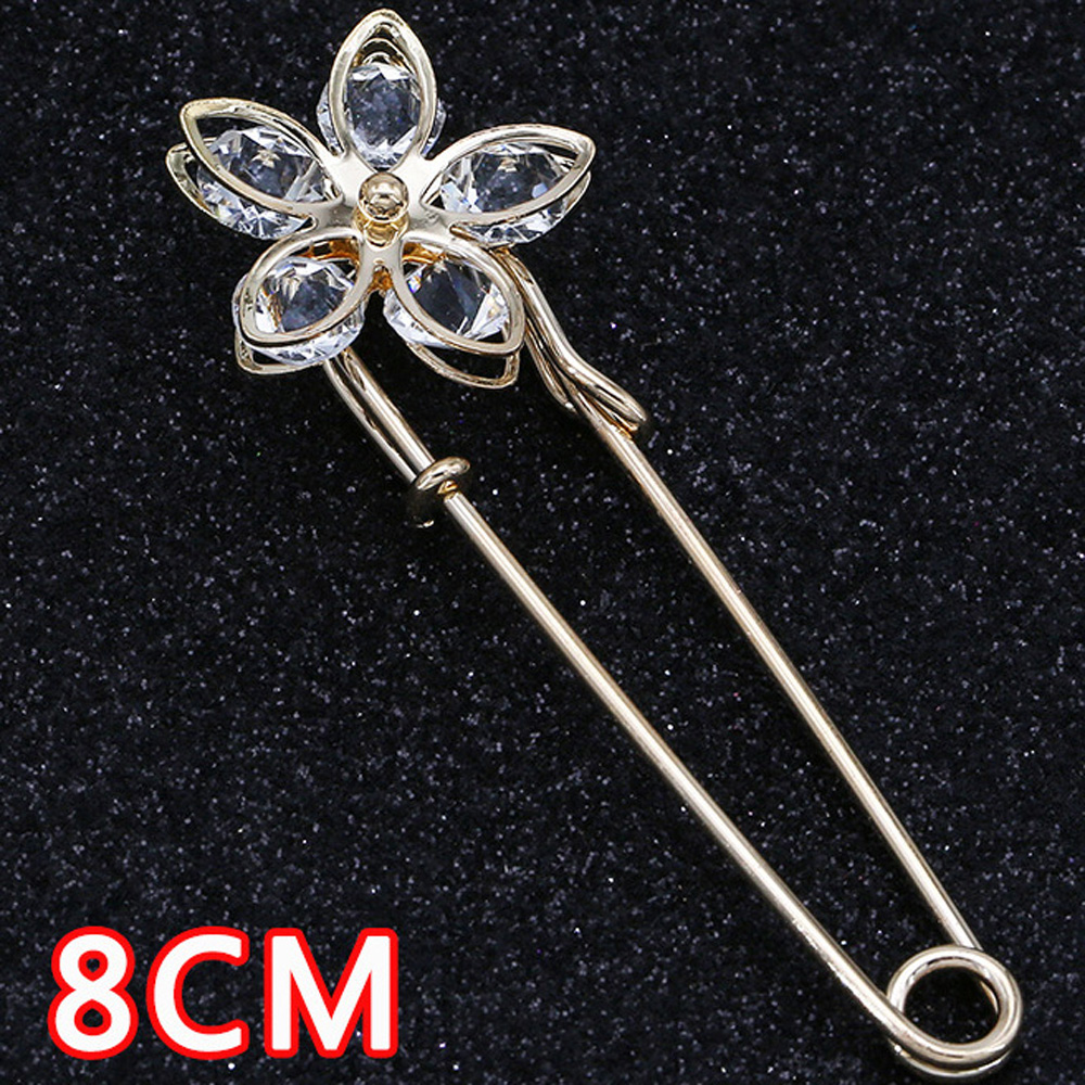 YJ011 Transparent Flower Golden Brooch (8cm)