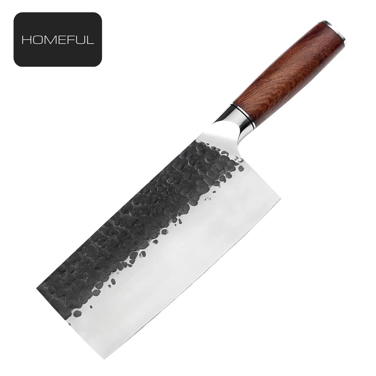 Cuchillo chino tradicional de 7 pulgadas para cocina, cuchillo de carnicero de carne con mango de madera rosa
