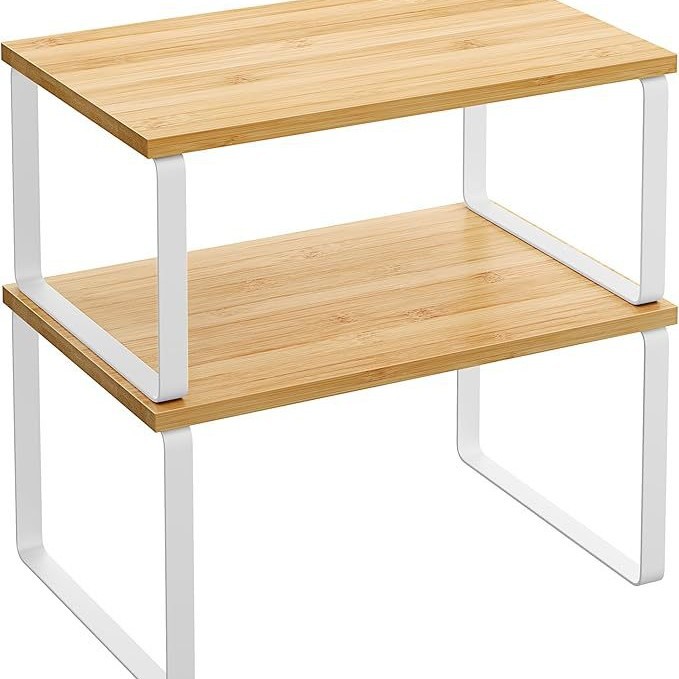 Set due pezzi con struttura in ferro color bambù-bianco