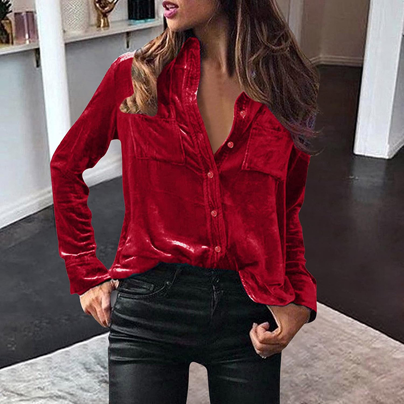 Camicia camicetta in velluto bordeaux