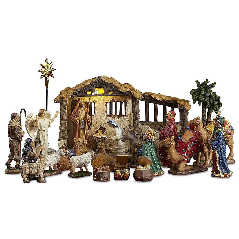 resin religious crafts nativity sets figurine statue home decor, set of 11