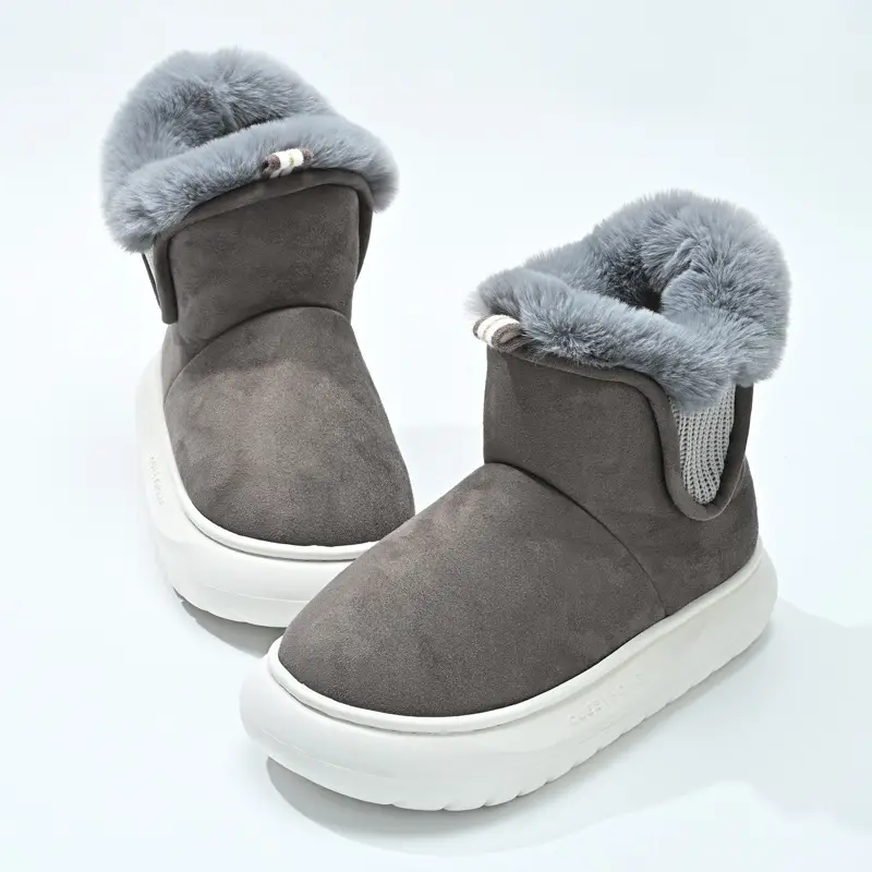 Venta al por mayor de botines de nieve de cuero para mujer, zapatos impermeables de goma, botas de mujer, botines de invierno a prueba de nieve