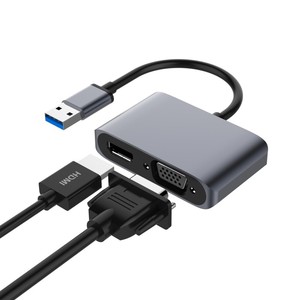 Colorii-adaptador UHV2 USB 3,0 a HDMI, Adaptador tipo C a HDMI/VGA, concentrador de vídeo 1080P para ordenador portátil y PC - Product Image 1