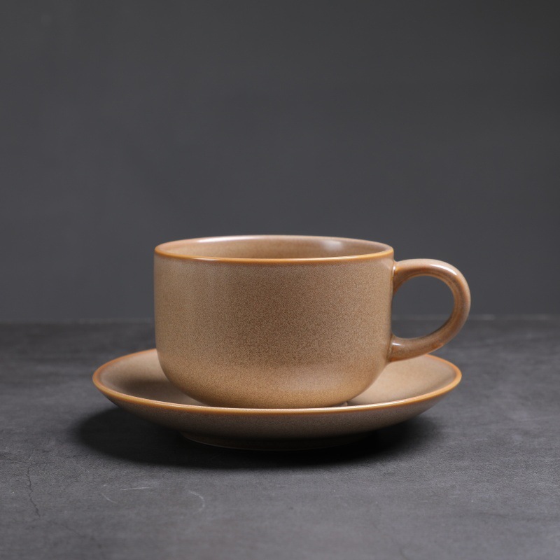 222-a ceramic cup and saucer set-khaki-270 ml