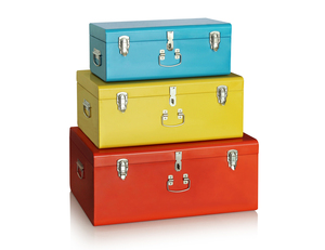 Set of 3 Refined Style Various Sizes Metal <strong>Trunk</strong> With Lock - Product Image 3