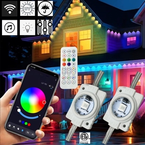 Akıllı saçak aydınlatma RGB APP kontrol 100FT 72LEDs tatil dekorasyon IP68 su geçirmez LED kalıcı açık saçak ışık