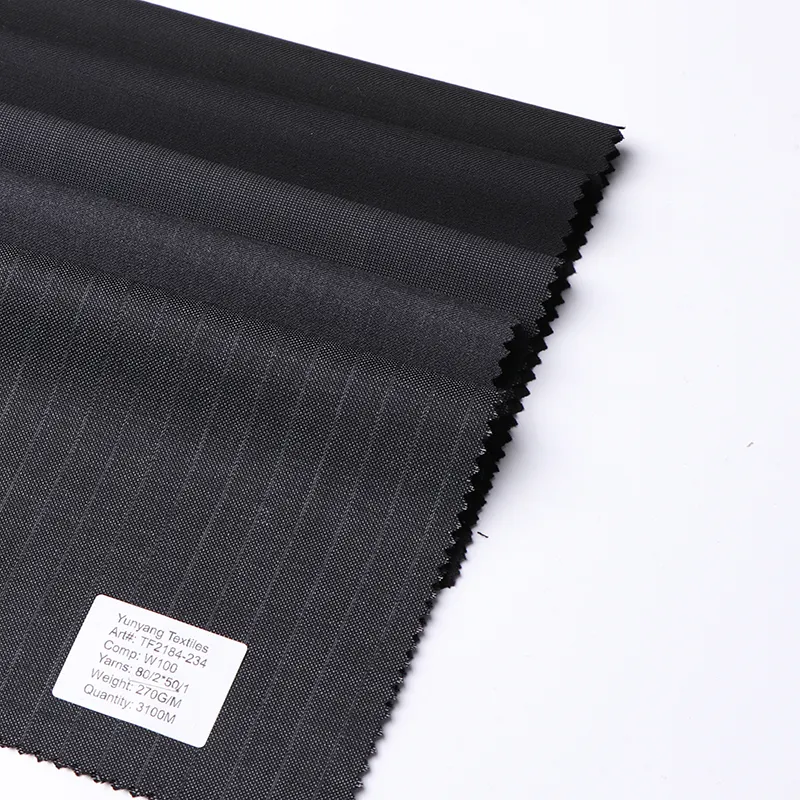 100% Wool Suiting Fabric sharkskin Fabric Stripe wool fabric For Men's Suits