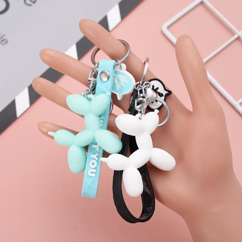Mixed Cute Ballon Hund Schlüssel anhänger für Frauen Mädchen Handgemachte Silikon Charms Anhänger Keying für Tasche Autozubehör