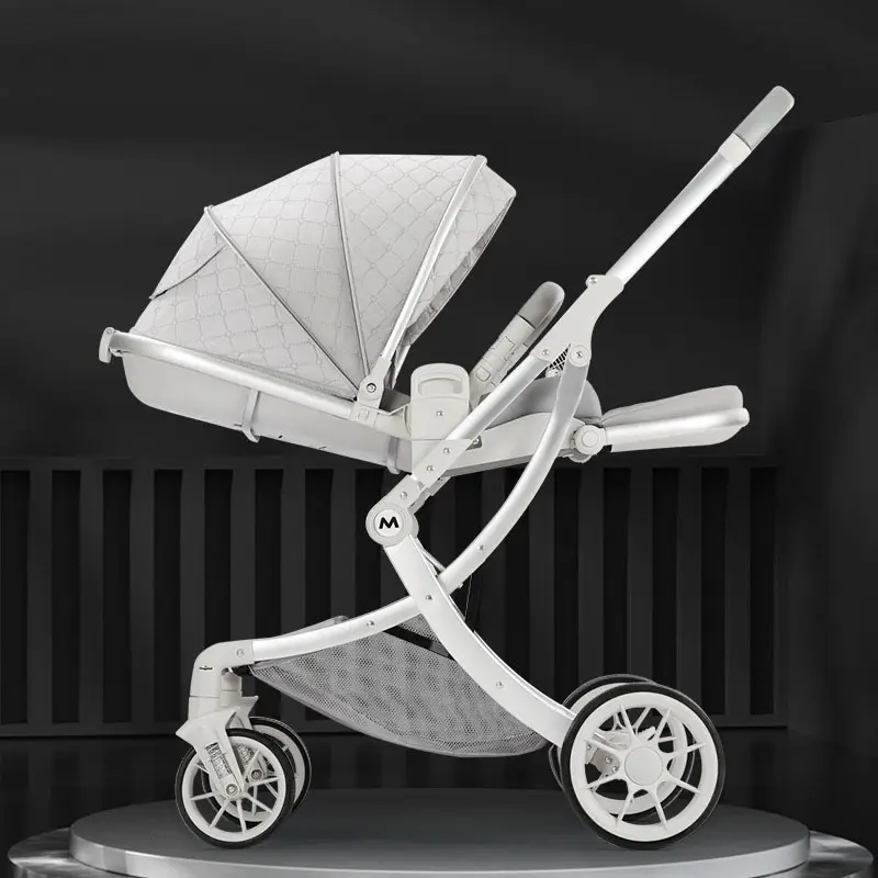 Hot-selling high landscape eggshell cabin 4 in 1 can sit and lie bidirectional portable baby stroller