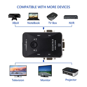 2-Port USB 2.0 KVM Switch with 1920*1440 VGA Switch Spliter Box Includes Keyboard Mouse Monitor <strong>Computer</strong> Key Genre Ready Stock! - Product Image 4