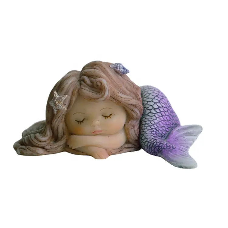 ED11409D OEM accettato ornamenti artigianali regalo resina sirena Figurine souvenir decorazione piccolo sonno statue di sirene vendita