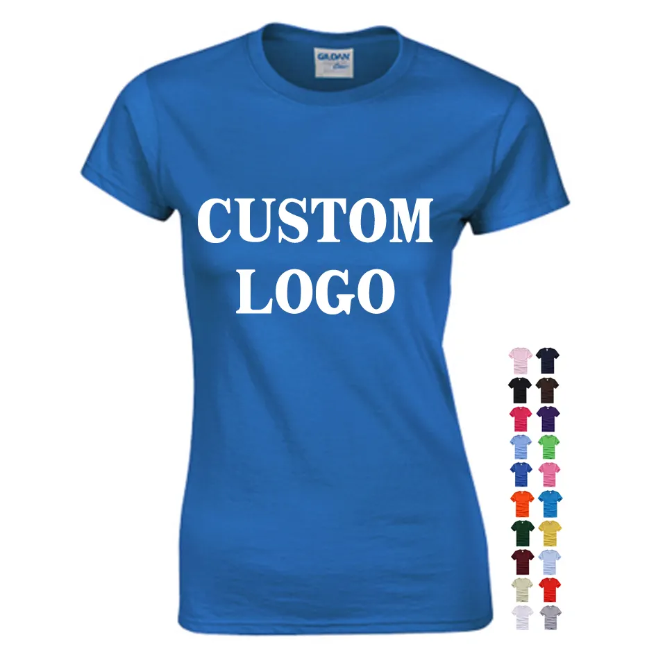 Camiseta de manga corta personalizada para mujer, ropa 100% de algodón con logotipo impreso de tu marca, venta al por mayor