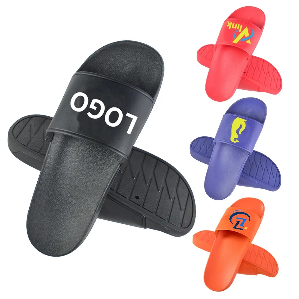 Hot sale custom logo PU PVC spa bath slide sandal slipper for men and women