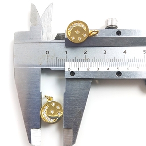 Dainty קסם עגול דיסק חרוט מצופה זהב cz pave ירח וכוכב שרשרת תכשיטים צמיד ביצוע עיצוב מותאם אישית