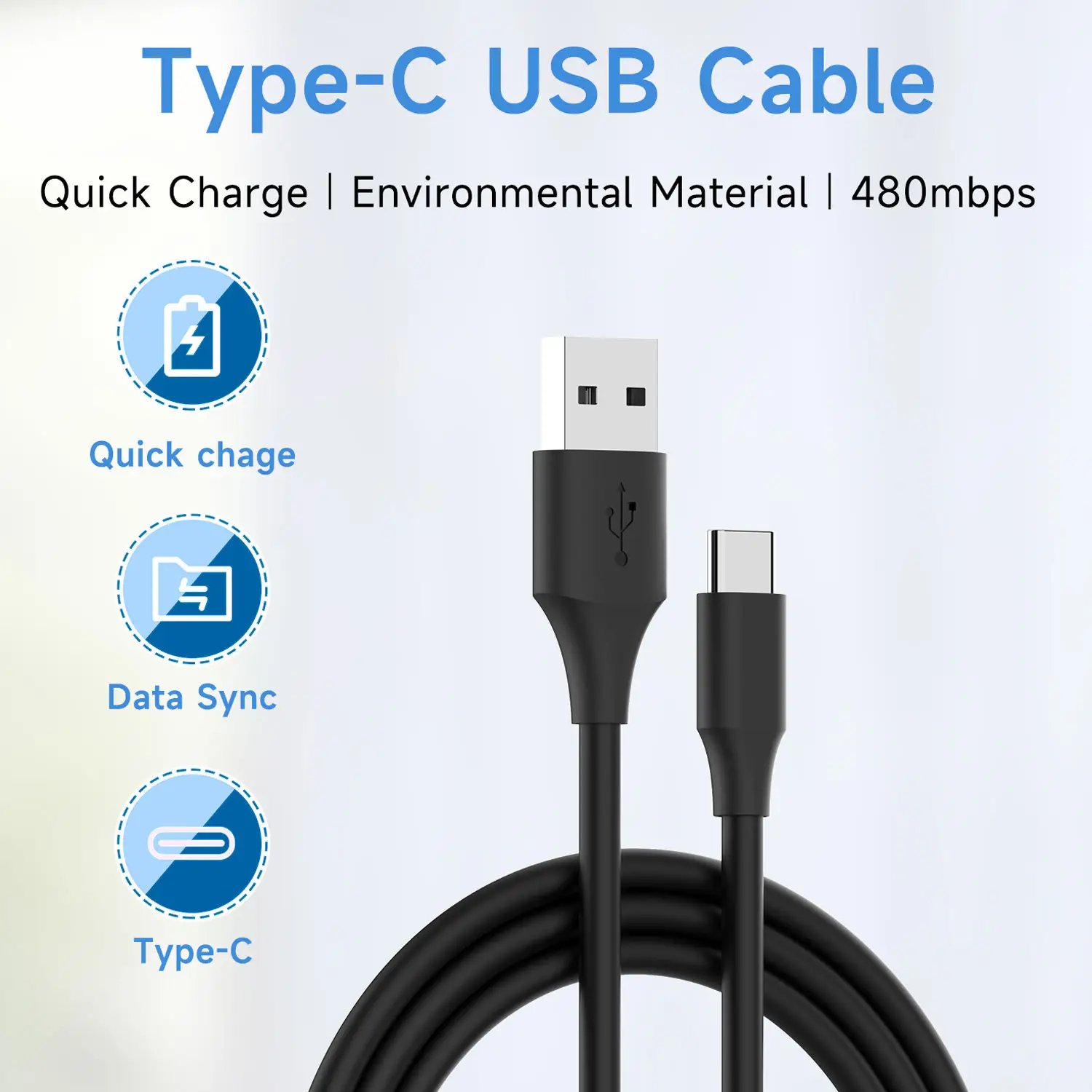 ZEZK, fábrica al por mayor, alta calidad, 3A, 1M, QC USB C, cargador de teléfono de carga rápida de PVC, cable de datos USB para iPhone 15