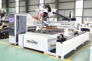 Máquina enrutadora CNC ATC de eje de rotación 4x8 con husillo horizontal y mesa giratoria para hacer perforaciones laterales - Product Image 2