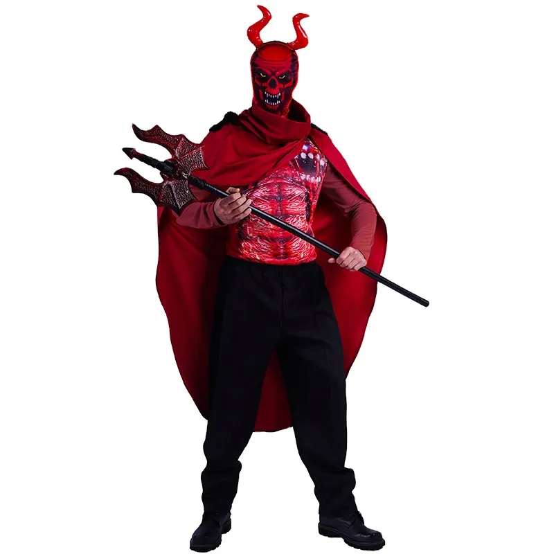 Disfraz de Halloween para hombre, disfraz de Diablo rojo, juego de rol