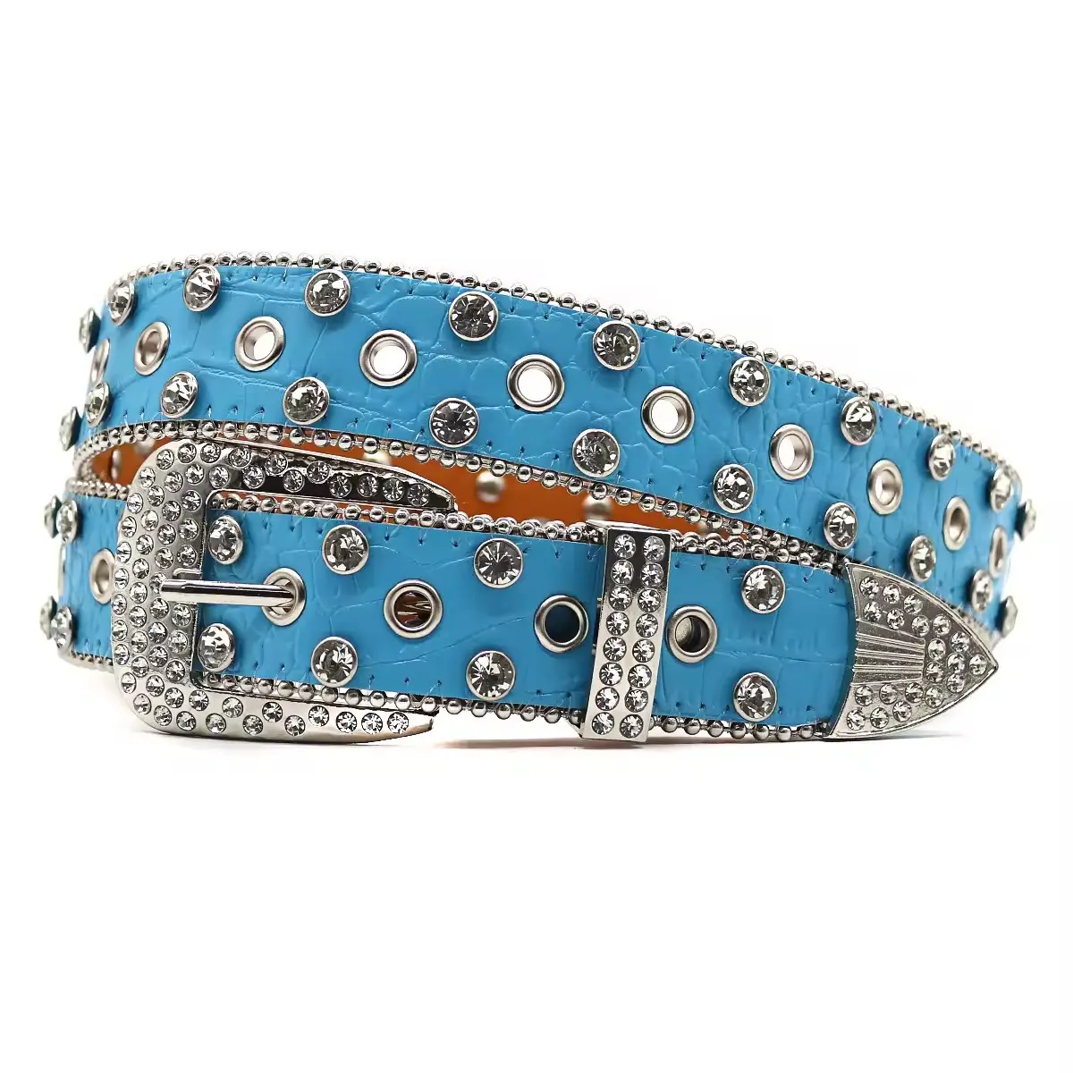 Rhinestone Belt Punk Trendy Style Wide Waist Flash with Diamond Belt Luxury Crystal Men Women Unisex Leather Belts