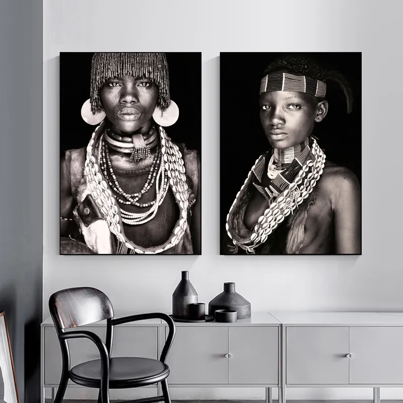 Pintura africana tribais retrato, arte de parede, tribais, para mulheres e homens, posteres e impressões, imagens decorativas para sala de estar