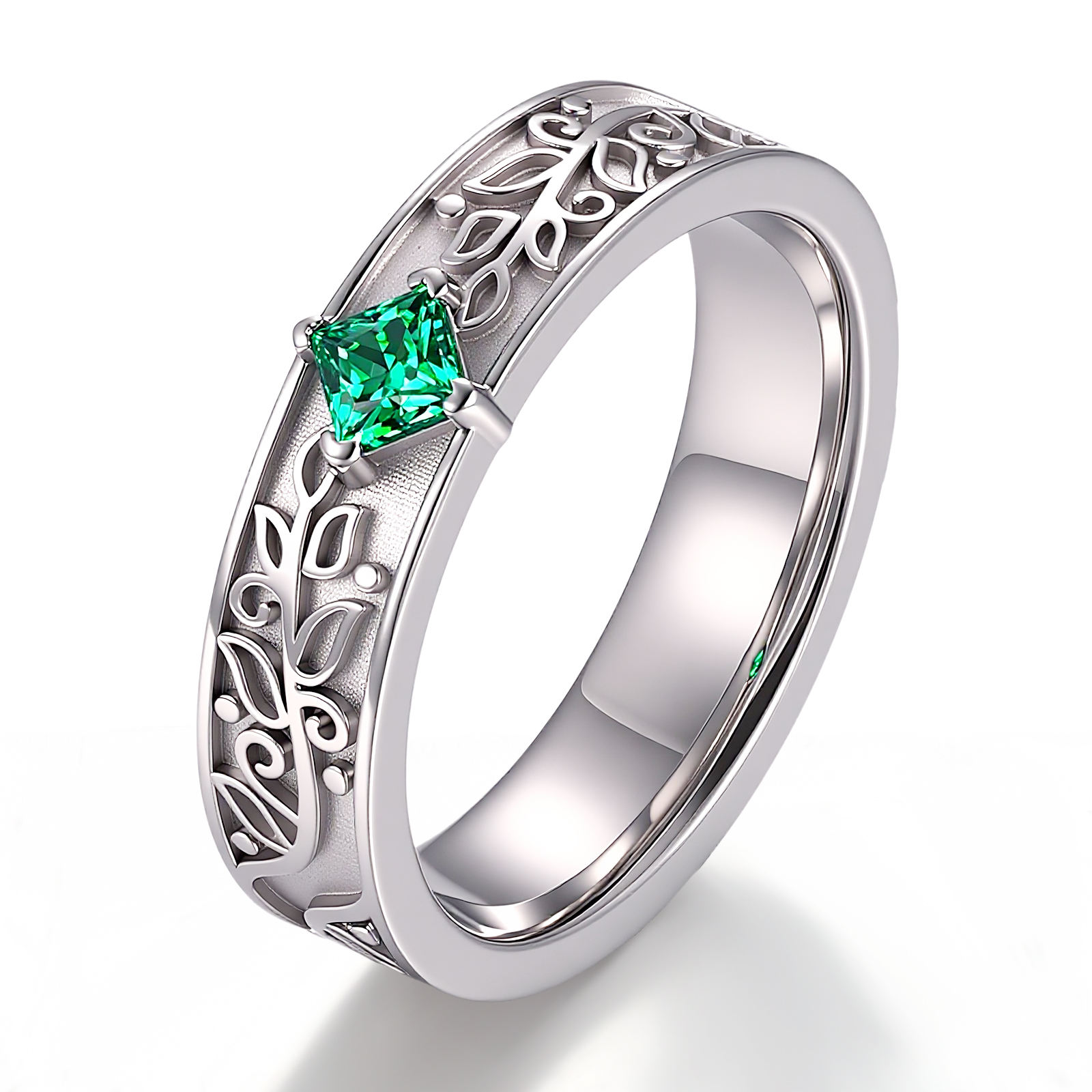 Bague en or massif 10K avec moissanite véritable.