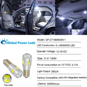 ไฟซีนอน T10 T6W Ba9s 12V Sidelight Canbus พร้อมเลนส์โฟกัสแสงที่แข็งแกร่ง Canbus 6LED 5630smd ชิป Led หลอดไฟรถยนต์ - Product Image 5
