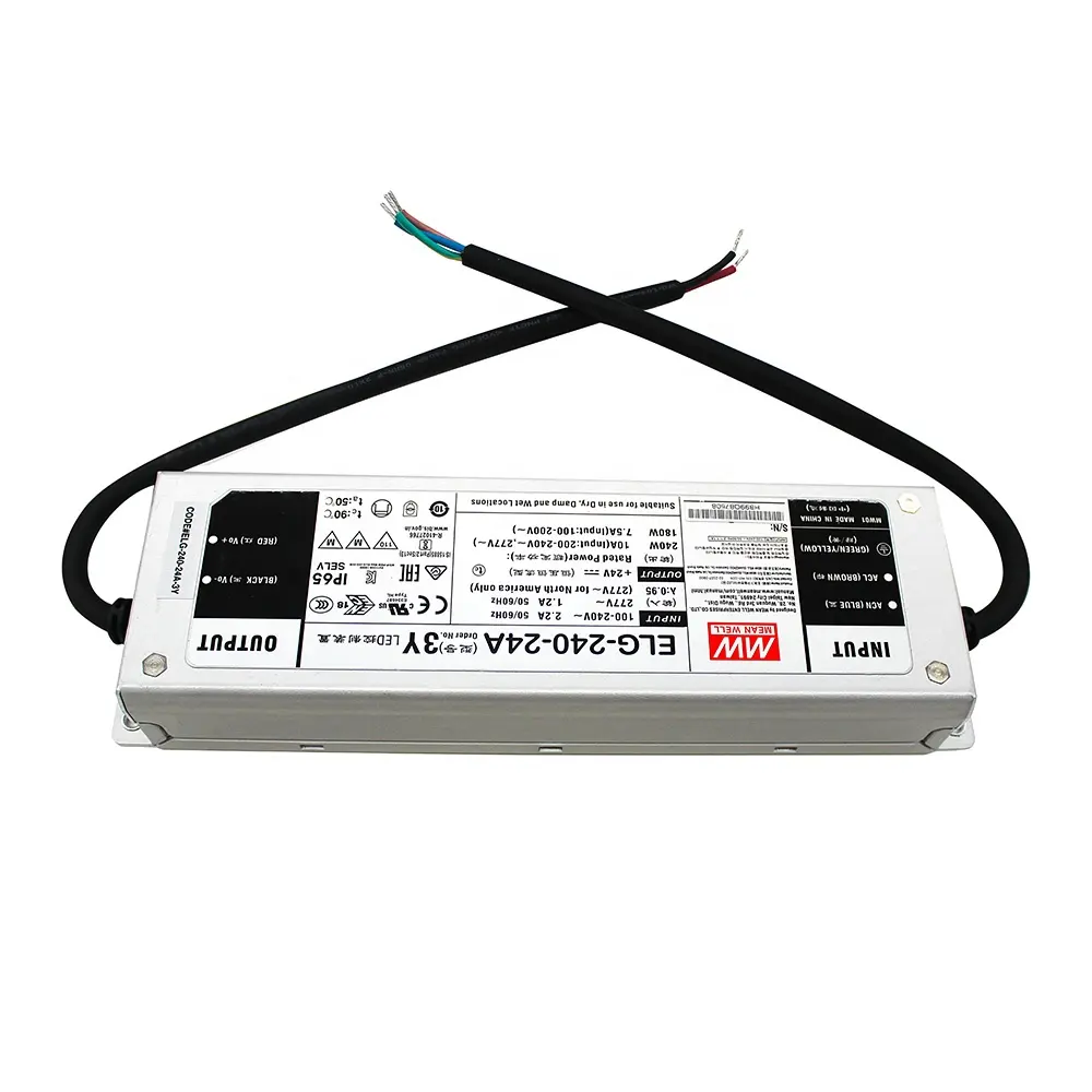 Meanwell Power Supply Driver IP65 Tahan Air Adaptor DC 12V 24V AC 240W Kualitas Tinggi untuk Strip LED