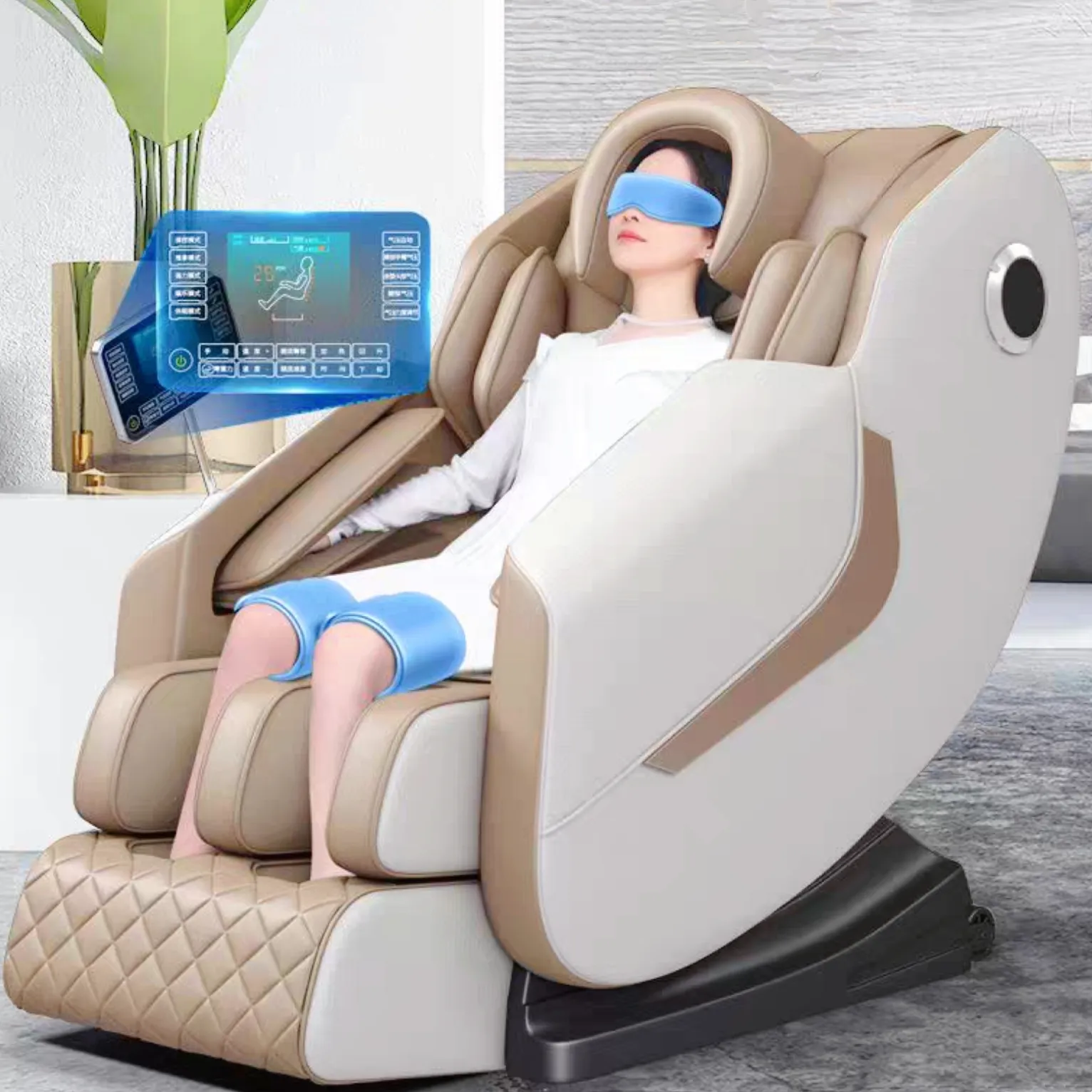 Cadeira de massagem elétrica de luxo com controle de trilha 4D sl, música de balanço de corpo inteiro para uso doméstico, Shiatsu de gravidade zero, novo design