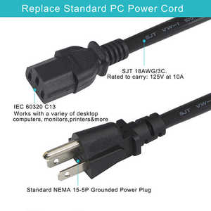 Abd IEC C13 geri çekilebilir kablo 3 Pin standart fiş NEMA 5-15P güç kablosu elektronik cihazlar için AC PSU ev aletleri - Product Image 4