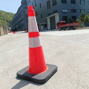 28 "(71 cm) 10LB cao cấp PVC linh hoạt an toàn giao thông đường bộ nón, ban nhạc Phản Chiếu (nón giao thông) màu cam, 71 cm - Product Image 1
