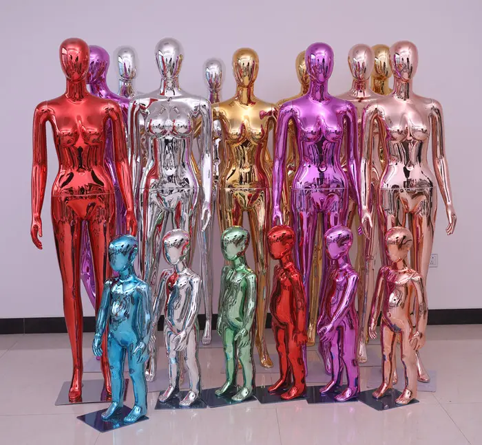 Full Body Shinning Gold/Silver Colors Plastic Plated Chrome Female Mannequin