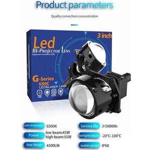 110W 11000LM 3 inç Bi Led projektör Lens araba evrensel G90C Bi Led projektör 3 inç 6500k yüksek düşük işın - Product Image 5