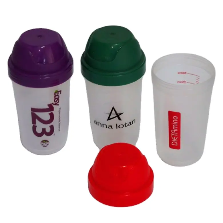 Commercio all'ingrosso piccolo Mini 300ml 8OZ carino bocca larga di plastica Shaker di proteine bottiglia di acqua per la palestra Sport con il livello di misurazione