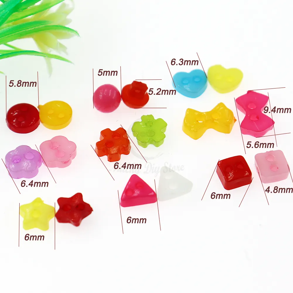 6mm Mixte Coloré Formes Mixtes 6mm Mini Boutons En Plastique pour Petite Poupée Vêtements Couture Artisanat Décoratif Minuscules Boutons En Gros