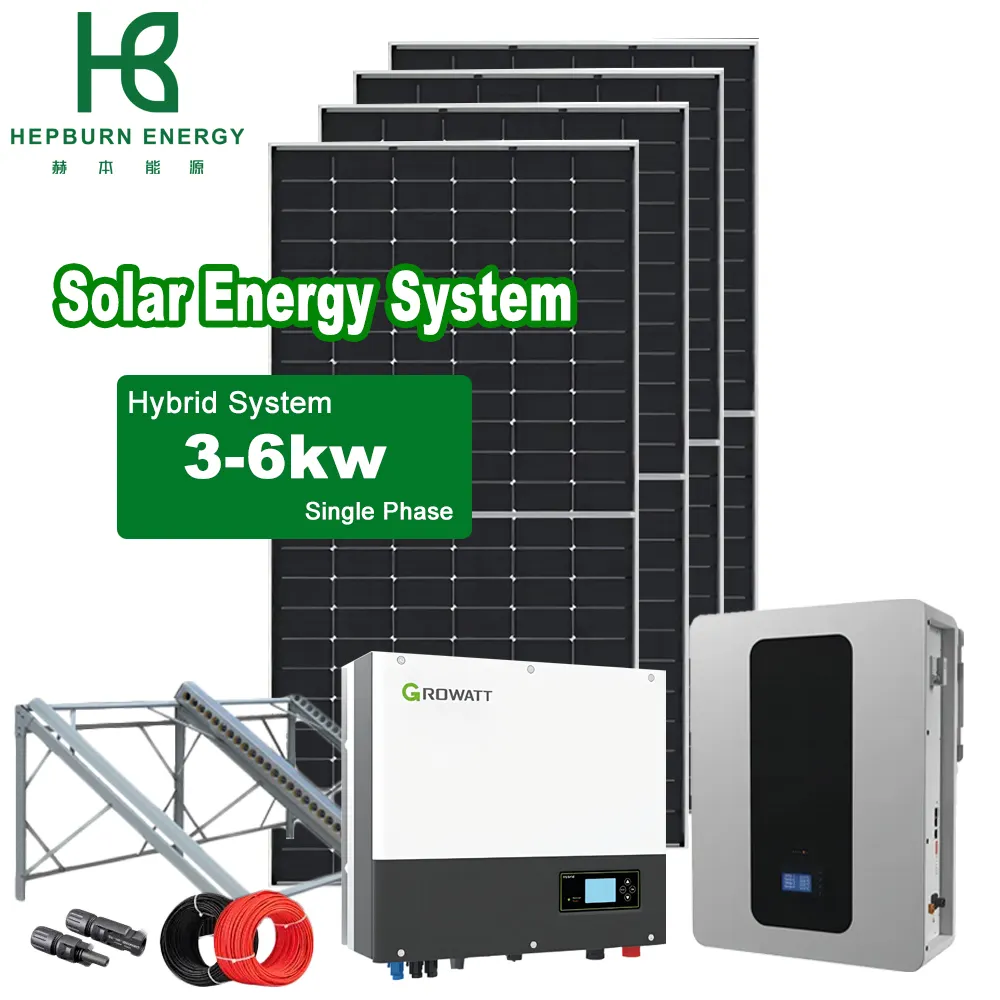 Sistema de energía solar híbrido monofásico para el hogar 3KW 4KW 5KW 6KW