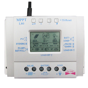 בקר ייצור חשמל L80 מערכת סולארית 12V <span class=keywords><strong>24V</strong></span> <span class=keywords><strong>80A</strong></span> <span class=keywords><strong>PWM</strong></span> בקר מטען סולארי בעל עוצמה גבוהה עם בקרת זמן כפולה