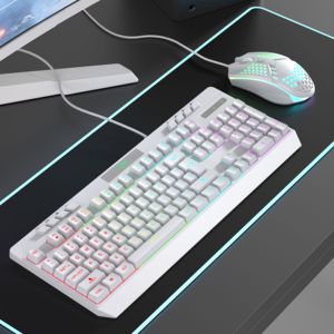 UMILA Juego de teclado y mouse para juegos con cable de 104 teclas Color blanco y negro para trabajo de oficina y accesorios para juegos de computadora - Product Image 2