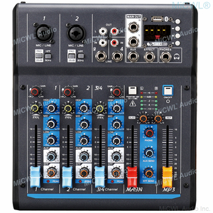 MiCWL X4 taşınabilir Mini 4 kanal ses karıştırma konsolu ses DJ denetleyici stüdyo sahne canlı mikser 48V mavi USB - Product Image 2