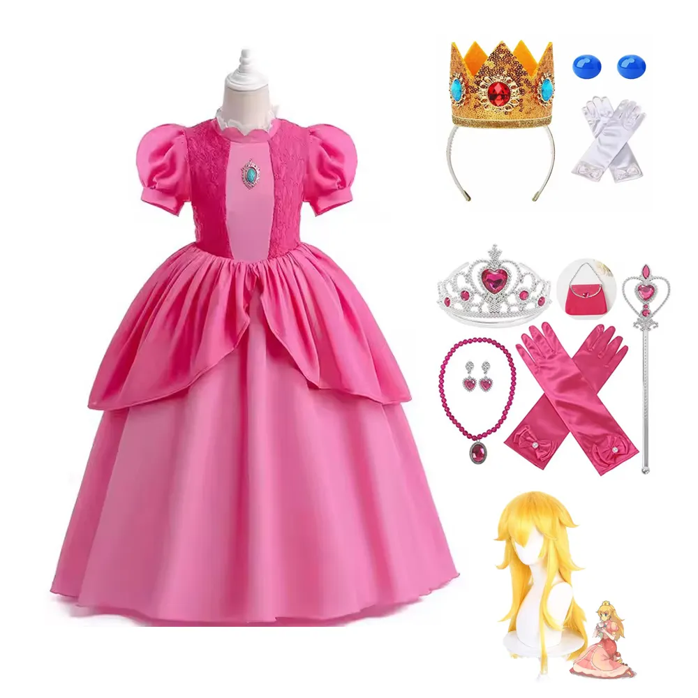 Vestido de natal infantil em cores de pêssego para meninas, fantasia em camadas de verão, fantasia de Halloween, novidade de natal, novidade em 2023