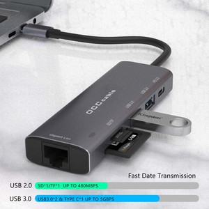 6 in 1 USB Type C Hub USB3.0 Docking Station with RJ45 Gigabit Ethernet Network <strong>Adapter</strong> for Mackbook <strong>Notebook</strong> Laptop - Product Image 6
