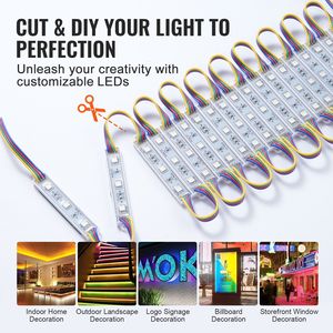 DB VEVOR RGB LEDストアフロントライト200PCS 103ft 5050 SMD 3-LEDモジュールDC 12Vリモートコントロールウィンドウライト5W電源 - Product Image 3