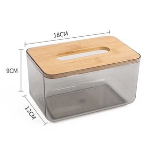 กล่องทิชชู่แบบใสสำหรับรถยนต์,กล่องทิชชู่พร้อมฝาปิดไม้ไผ่ - Product Image 3