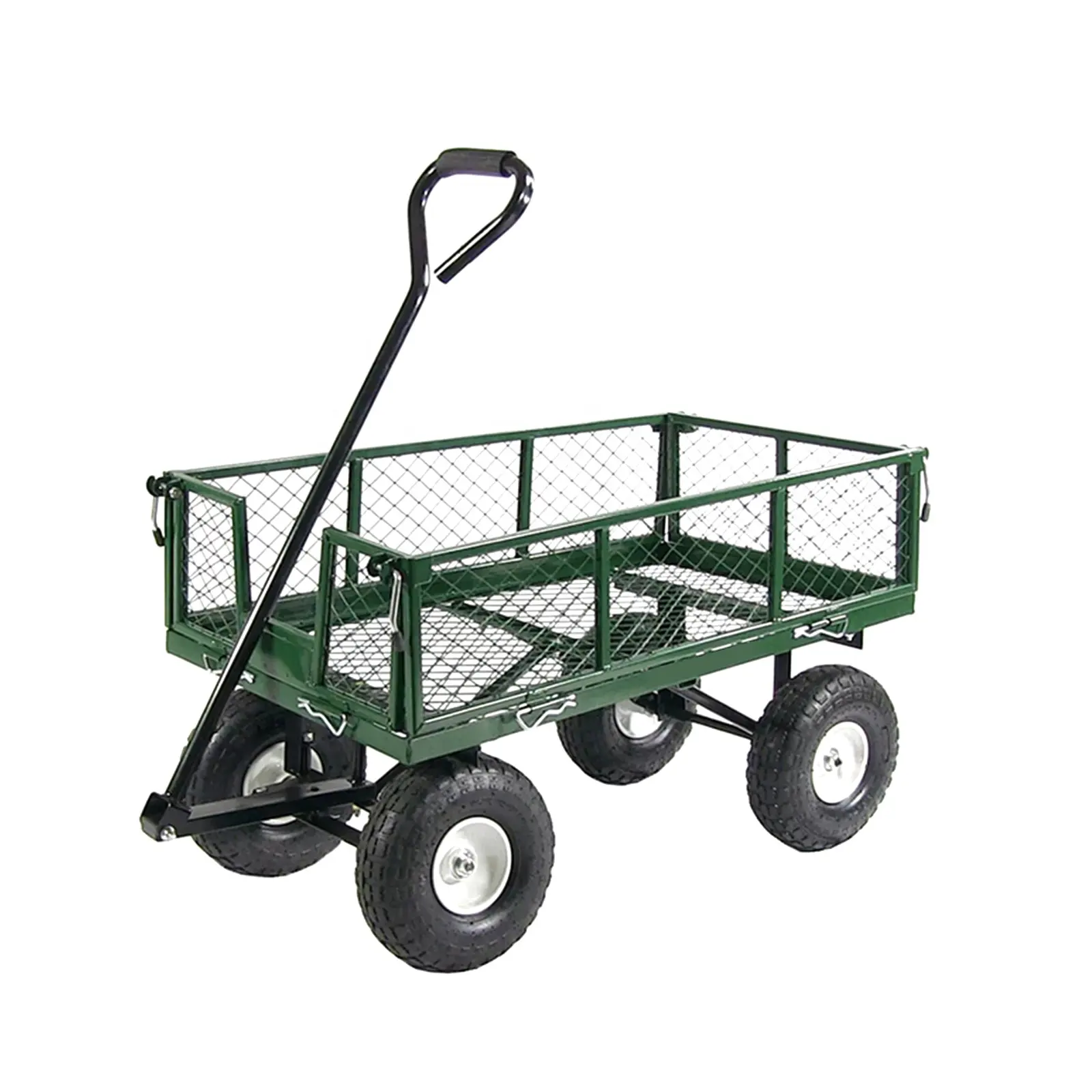 Heavy Duty 1100 Lbs Capacity Mesh Steel Garden Cart Outdoor 4 Wheel Garden Wagon Hand Trolley Garden Wagon