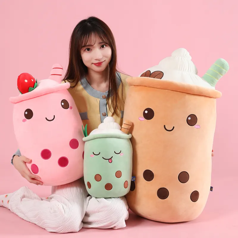 Boneka lembut cangkir mutiara teh susu bantal mewah diisi dengan mainan bantal mewah hewan