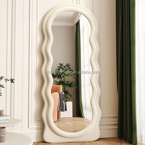Özel modern oturma odası dekor düzensiz büyük tam boy vücut uzun büyük kemer kadife dalgalı duvar aynası miroir spiegel - Product Image 1