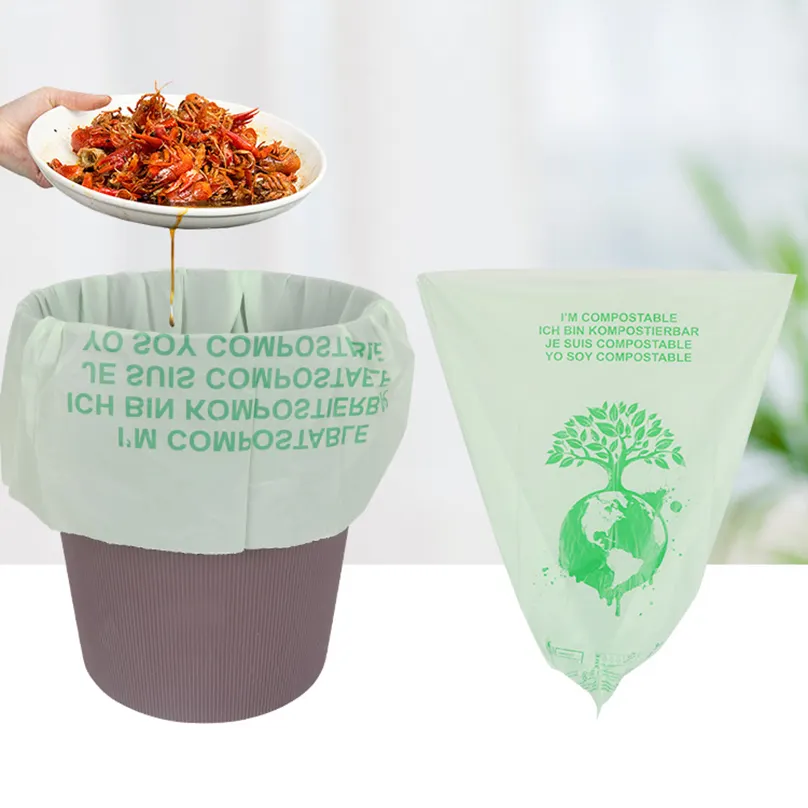 Personalizado ecofreendly 64 galão 100% biodegradável compostável amido de milho degradável rolo plástico resíduos lixo saco fornecedor