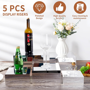 Cubos exposição acrílica cubo riser alimentos riser buffet exibição Silver Mirror Buffet Food <span class=keywords><strong>Cubes</strong></span>