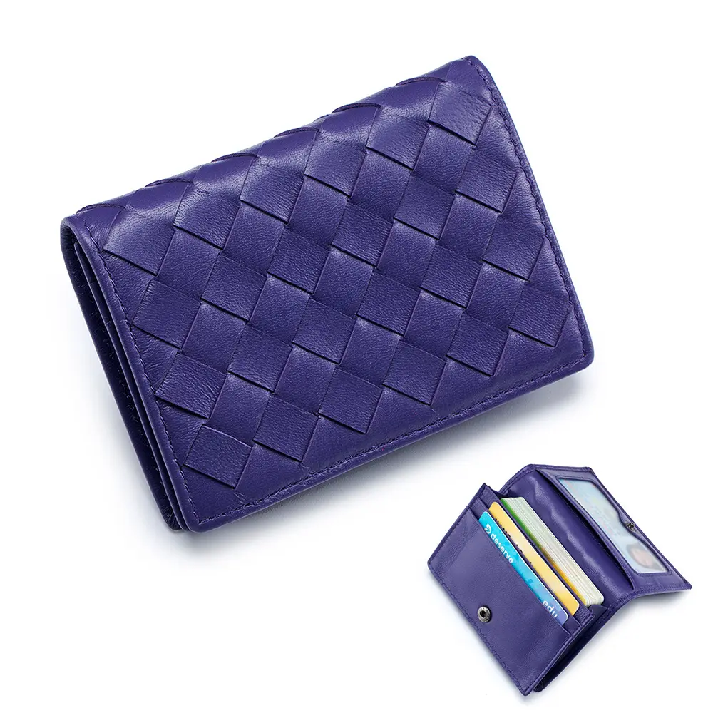 Boshiho Leder Karten halter für Männer und Frauen Fabrik Visitenkarte halter Brieftaschen Echtes Leder gewebte Kreditkarte Brieftasche