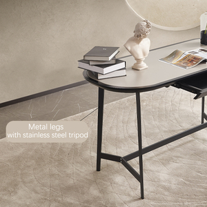 Modern Wooden Office Table Rounded Rectangle <strong>Computer</strong> Standing <strong>Desk</strong> <strong>Simple</strong> Style Working <strong>Desk</strong> - Product Image 5